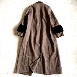 美品　MADAME PARIS 13号　本物ミンクファー付き　高級カシミヤコート