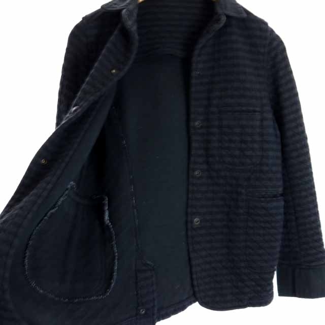 ARMEN(アーメン)のアーメン キルティングジャケット ステンカラー ボーダー 紺 ネイビー レディースのジャケット/アウター(その他)の商品写真