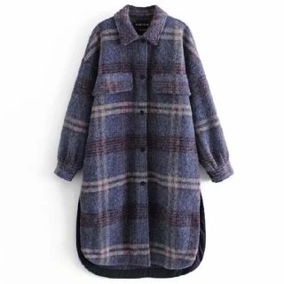 ザラ(ZARA)のZARA チェック ステンカラーコート(ロングコート)