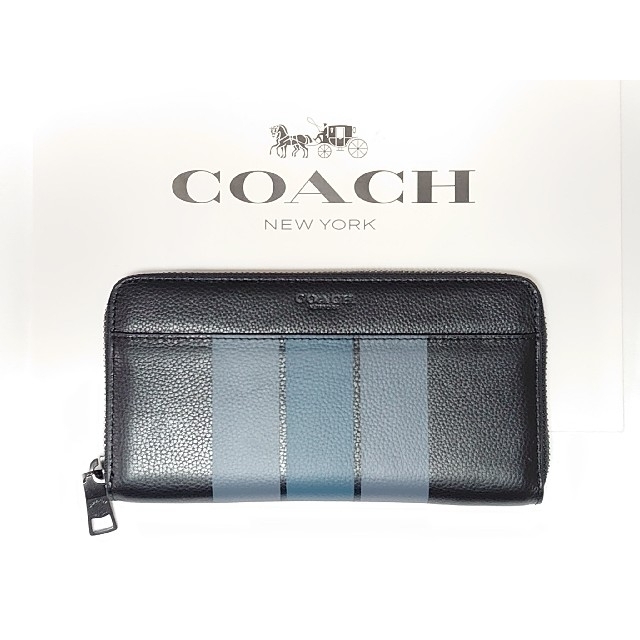 新品 未使用 coach ストライプ ブラック