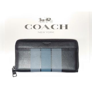 コーチ(COACH)の新品 未使用 coach ストライプ ブラック(長財布)