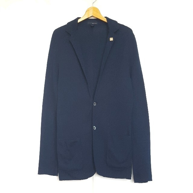 極美品】 Italy製 LARDINI コットンミラノ リブ 2B ニット ジャケット