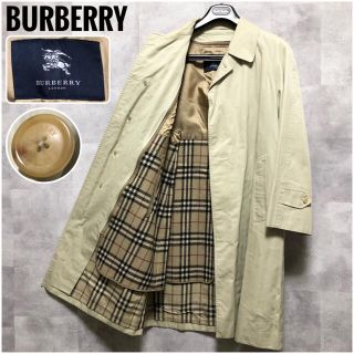 バーバリー(BURBERRY)の美品⭐️カシミヤ混⭐️バーバリーロンドン ノバチェック ステンカラーコート XL(ステンカラーコート)