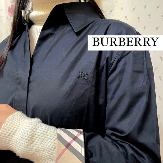 BURBERRY(バーバリー)のBURBERRY シャツ ワイシャツ ポロシャツ 7分丈 ブラック レディースのトップス(シャツ/ブラウス(長袖/七分))の商品写真