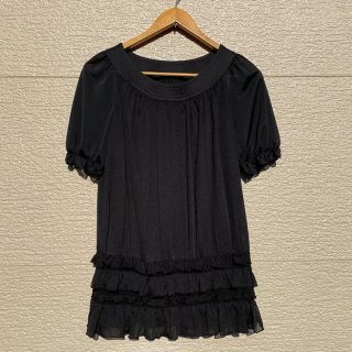 トゥービーシック(TO BE CHIC)のTO BE CHIC カットソー　黒　ブラック　2(カットソー(半袖/袖なし))