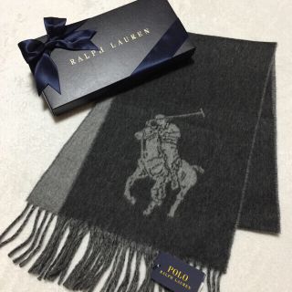 ポロラルフローレン(POLO RALPH LAUREN)の新品✨イタリア製 ビッグポニー マフラー / グレー(マフラー)