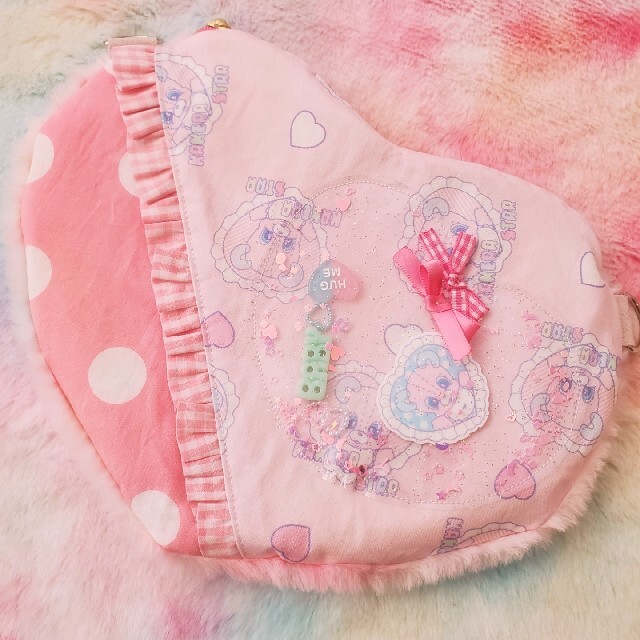 クリアランス販促品 ハンドメイド♡ハートシャカシャカファー