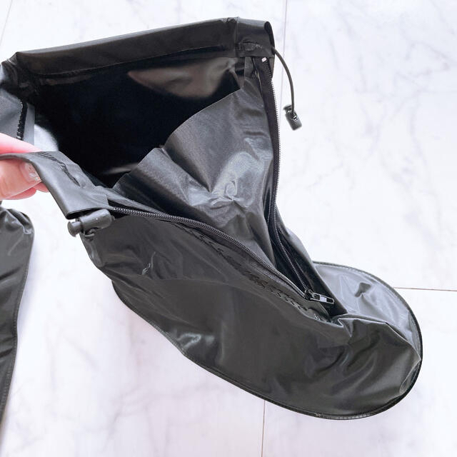 レインブーツ 台風 防汚 靴カバー 防水層 耐摩耗性  厚手 25cm ブラック レディースの靴/シューズ(レインブーツ/長靴)の商品写真