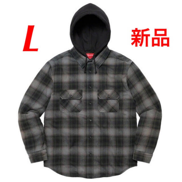 新品　Supreme Hooded Flannel Zip Up Shirt 黒