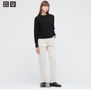 ユニクロ(UNIQLO)のローゲージ　クルーネックセーター（長袖）Sサイズ　黒(ニット/セーター)