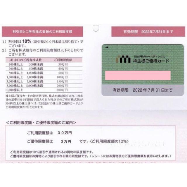 男性名義　三越伊勢丹ホールディングス　株主優待カード　優待限度額3万円