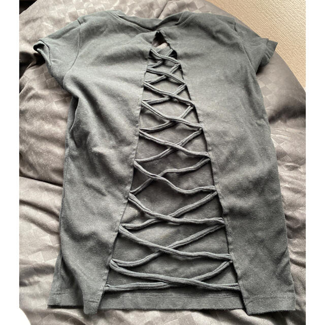 tommy girl(トミーガール)のトミーTシャツ黒背中空きクロスバック レディースのトップス(Tシャツ(半袖/袖なし))の商品写真