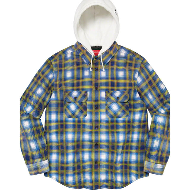 Supreme Hooded Flannel Zip Up Shirt  L