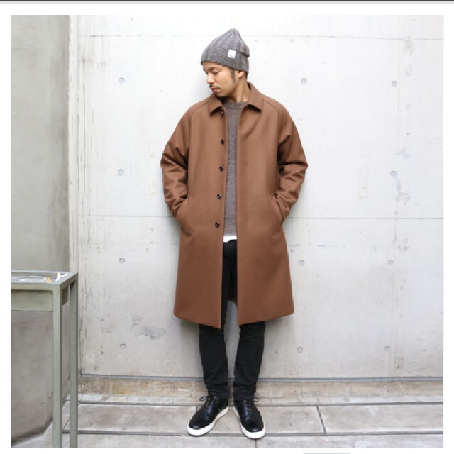 16aw attachment カシミヤ混平二重メルトンステンカラーコート1 【お