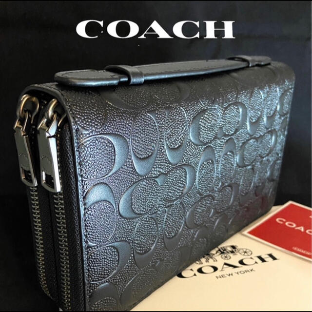 COACH(コーチ)の新品コーチ ダブルジップ  エンボスドシグネチャー ダブルファスナー 長財布 メンズのファッション小物(長財布)の商品写真