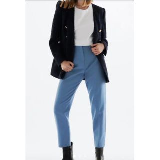 新品*完売カラーZARA ハイウエストパンツS パウダーブルー