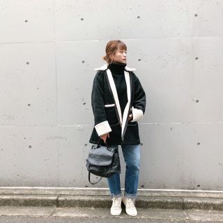 ビューティアンドユースユナイテッドアローズ(BEAUTY&YOUTH UNITED ARROWS)の高山直子さんブランド　冬　黒ムートン　ボアコート(ムートンコート)