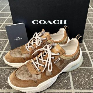 コーチ COACH シグネチャー スニーカー シューズ レザー 23.0cm 茶9cmアウトソール