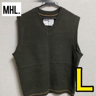 マーガレットハウエル(MARGARET HOWELL)のMHL. vネック　ニットベスト　NATURAL WOOL RIB(ベスト)