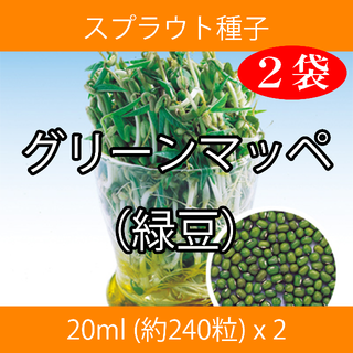 スプラウト種子 S-17 グリーンマッペ（緑豆） 20ml 約240粒 x 2袋(野菜)