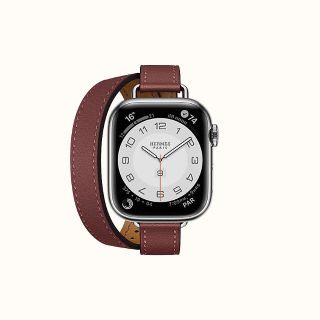 アップルウォッチ エルメス ドゥブルトゥール アトラージュ ルージュH レザー