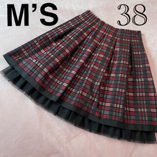 エムズグレイシー(M'S GRACY)の❤︎M’S GRACY❤︎エムズグレイシー❤︎ブラック チェック スカート 38(ひざ丈スカート)