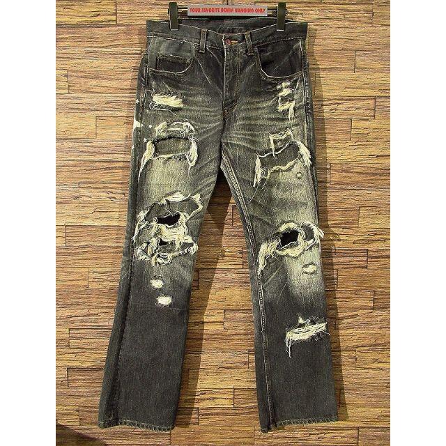 hyde着 テテイ ど根性 パート6 ダメージ クラッシュ 加工 デニム W30