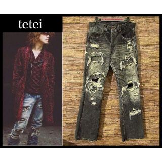 テテイ(tetei)のhyde着 テテイ ど根性 パート6 ダメージ クラッシュ 加工 デニム W30(デニム/ジーンズ)