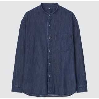 ユニクロ(UNIQLO)のデニムオーバーサイズスタンドカラーシャツ 【ホワイト】【Sサイズ】ユニクロ(シャツ)