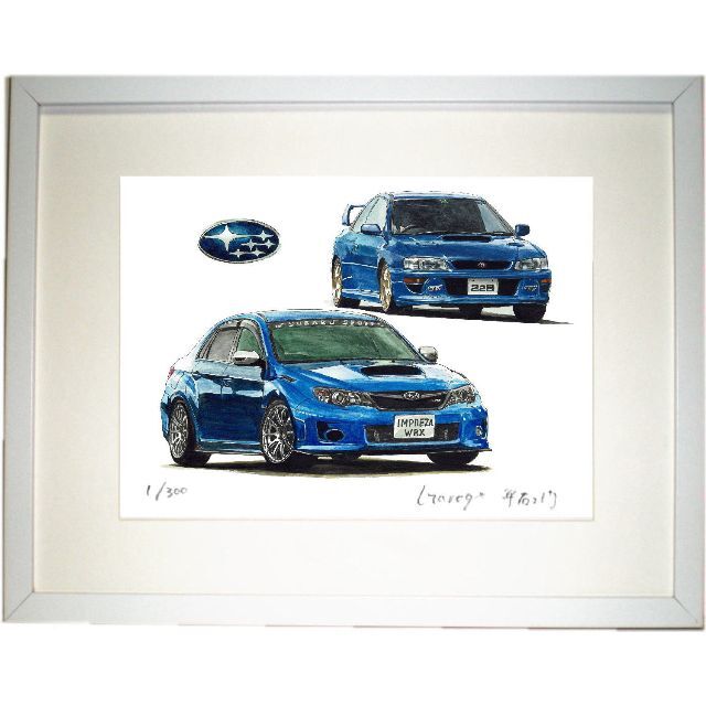 NC-1033インプレッサ22B/WRX限定版画サイン額装作家平右ヱ門