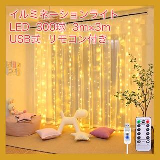 ボリュームインテリアライト LED300球 3m×3m USB リモコン付き(その他)