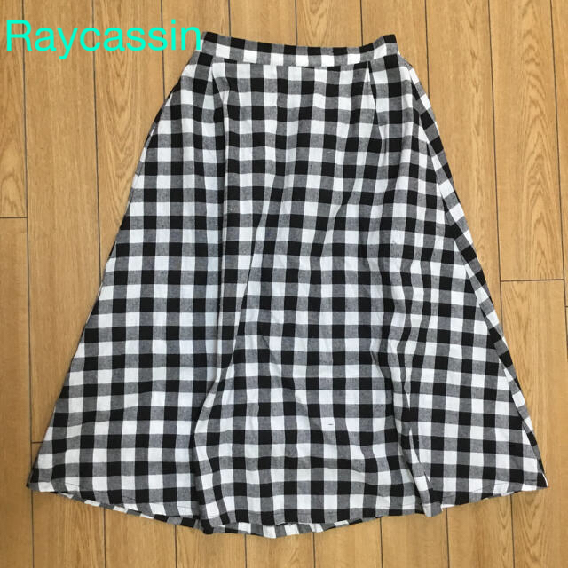 RayCassin(レイカズン)のレイカズン　ブロックチェック　白黒　スカート　Aライン　セミロング レディースのスカート(ロングスカート)の商品写真