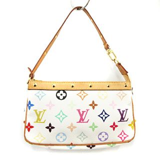 ルイヴィトン(LOUIS VUITTON)のルイヴィトン アクセソワール ポーチ ハンドバッグ モノグラム 白 マルチカラー(ポーチ)