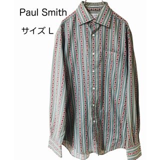 ポールスミス(Paul Smith)の美品　ポールスミス　花柄　ストライプ　ミントグリーン　サイズL(シャツ)