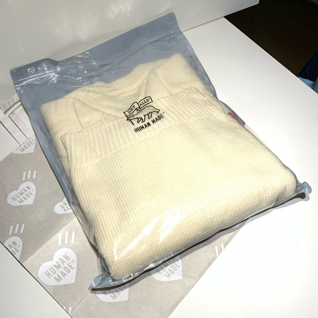白 L HUMAN MADE RAGLAN SLEEVE KNIT キムタク着用