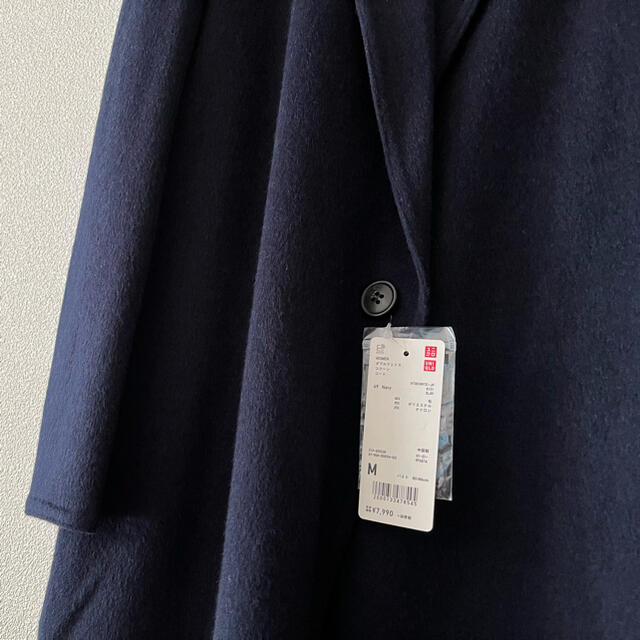UNIQLO(ユニクロ)の新品タグ付ユニクロ ダブルフェイスコクーンコート M ネイビー 紺 レディースのジャケット/アウター(ロングコート)の商品写真