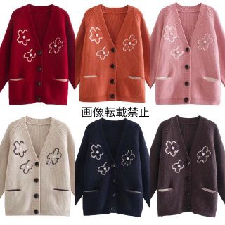 ザラ(ZARA)の🎃10月新作👻6590◆6color パール フラワー 花 ニット カーディガン(カーディガン)