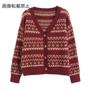 ザラ(ZARA)の🎃10月新作👻6599◆レトロ 柄 ニット カーディガン(カーディガン)