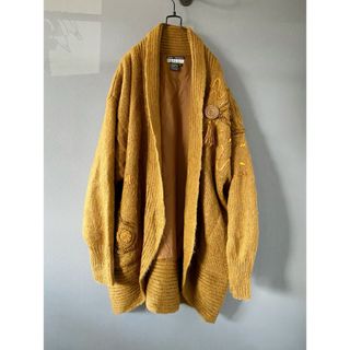 古着 ビンテージ 70s デザイン モヘア ウール ニット XL ザックリ(ニット/セーター)