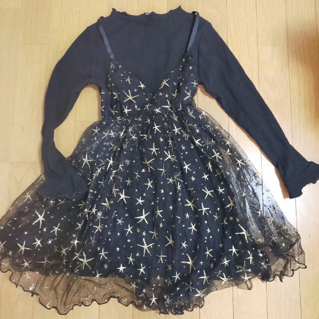 キッズ　ワンピース　女の子　星柄　チュールスカート キッズ/ベビー/マタニティのキッズ服女の子用(90cm~)(ワンピース)の商品写真