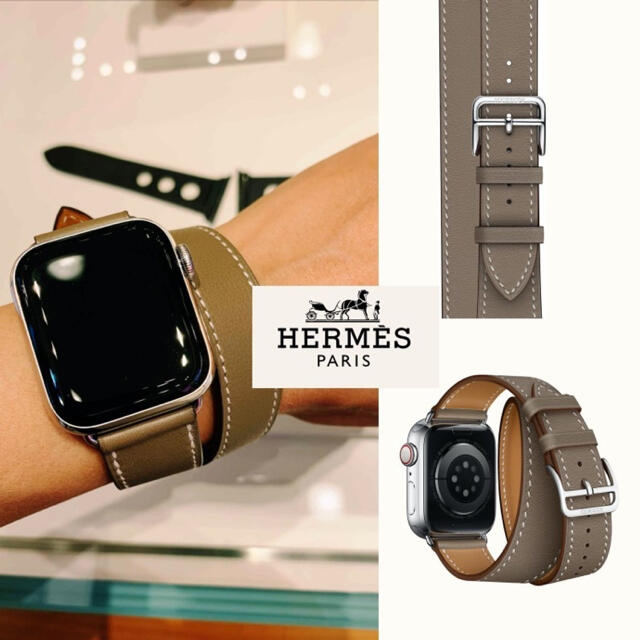 レア・新品未使用　HERMES アップルウォッチ　ダブルループ　エトゥープ | フリマアプリ ラクマ