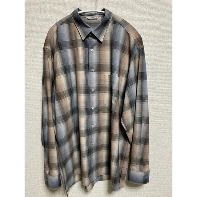 オーラリー AURAREE チェックシャツ 20aw 美品 メンズ トップス ...