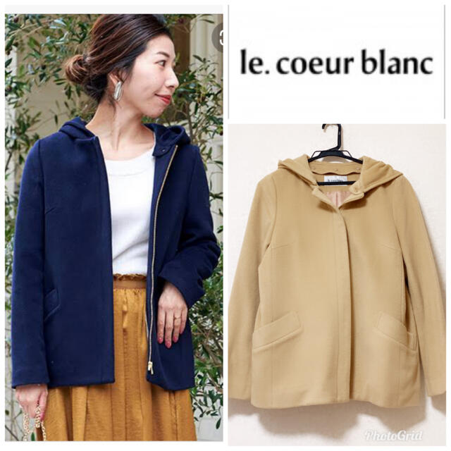 le.coeur blanc(ルクールブラン)のルクールブラン❤︎カシミア混フードショートコート レディースのジャケット/アウター(ノーカラージャケット)の商品写真