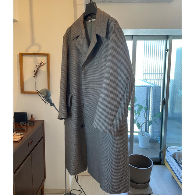 COMOLI(コモリ)のAURALEE 18AW ハウンドトゥース チェック コート size4 メンズのジャケット/アウター(ステンカラーコート)の商品写真
