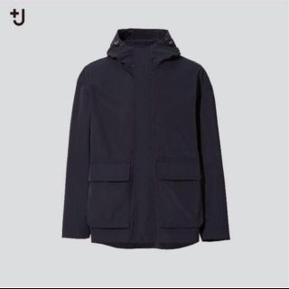 ユニクロ(UNIQLO)の+J  ハイブリッドダウンオーバーサイズパーカ ブラックS  新品タグ付き(マウンテンパーカー)