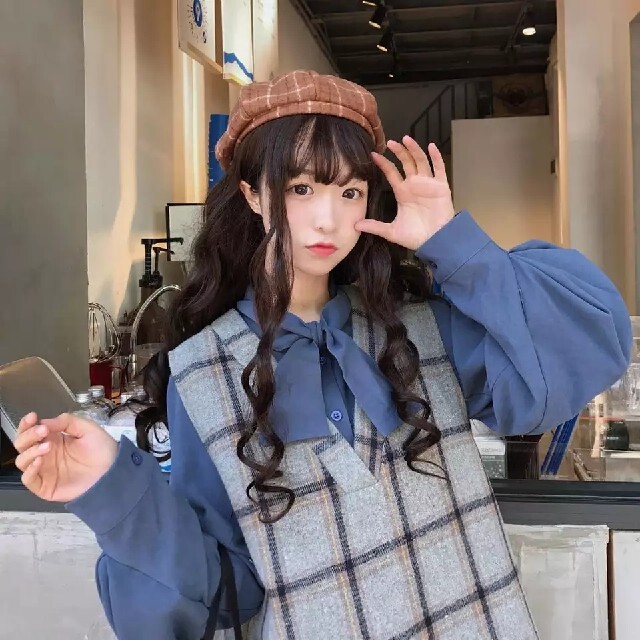 チェックのジャンパースカート　ミニワンピース　秋服　冬服　春服　学生服風