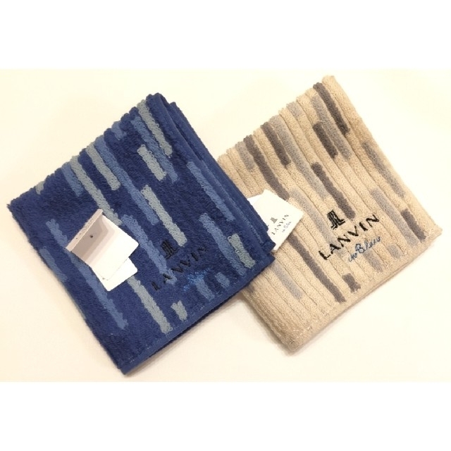 LANVIN en Bleu(ランバンオンブルー)の①　新品　LANVIN en Blue　タオル　ハンカチ 2枚　日本製　ランバン メンズのファッション小物(ハンカチ/ポケットチーフ)の商品写真