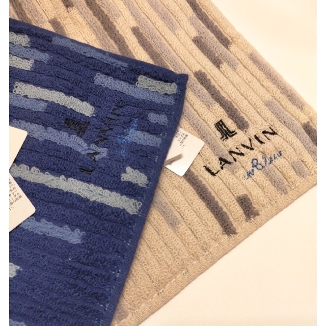 LANVIN en Bleu(ランバンオンブルー)の①　新品　LANVIN en Blue　タオル　ハンカチ 2枚　日本製　ランバン メンズのファッション小物(ハンカチ/ポケットチーフ)の商品写真