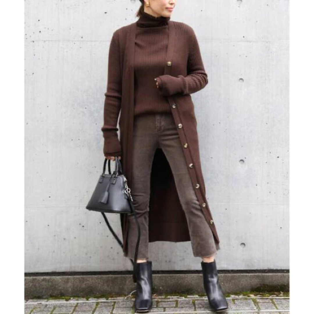☆新品☆人気☆Deuxieme Classe☆リブロングカーデ チョコ ☆新品☆人気☆Deuxieme Classe☆リブロングカーデ チョコ