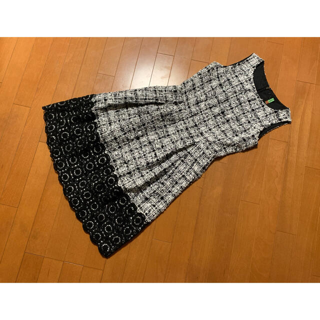 美品☆ トゥービーシックの裾立体刺繍付きツイードワンピース 贅沢 www